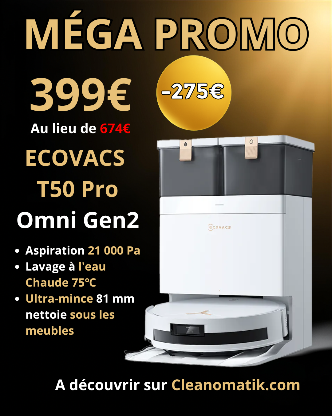 ECOVACS T50 Pro – promotion Amazon