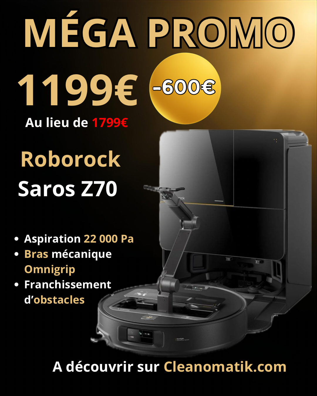 Roborock SAROS Z70 – promotion Amazon