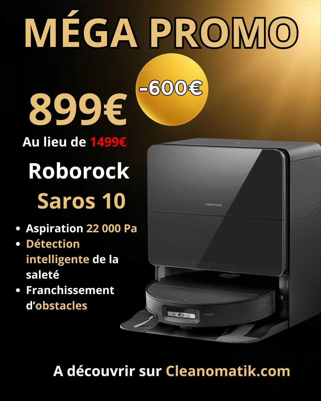 Roborock SAROS 10 – promotion Amazon